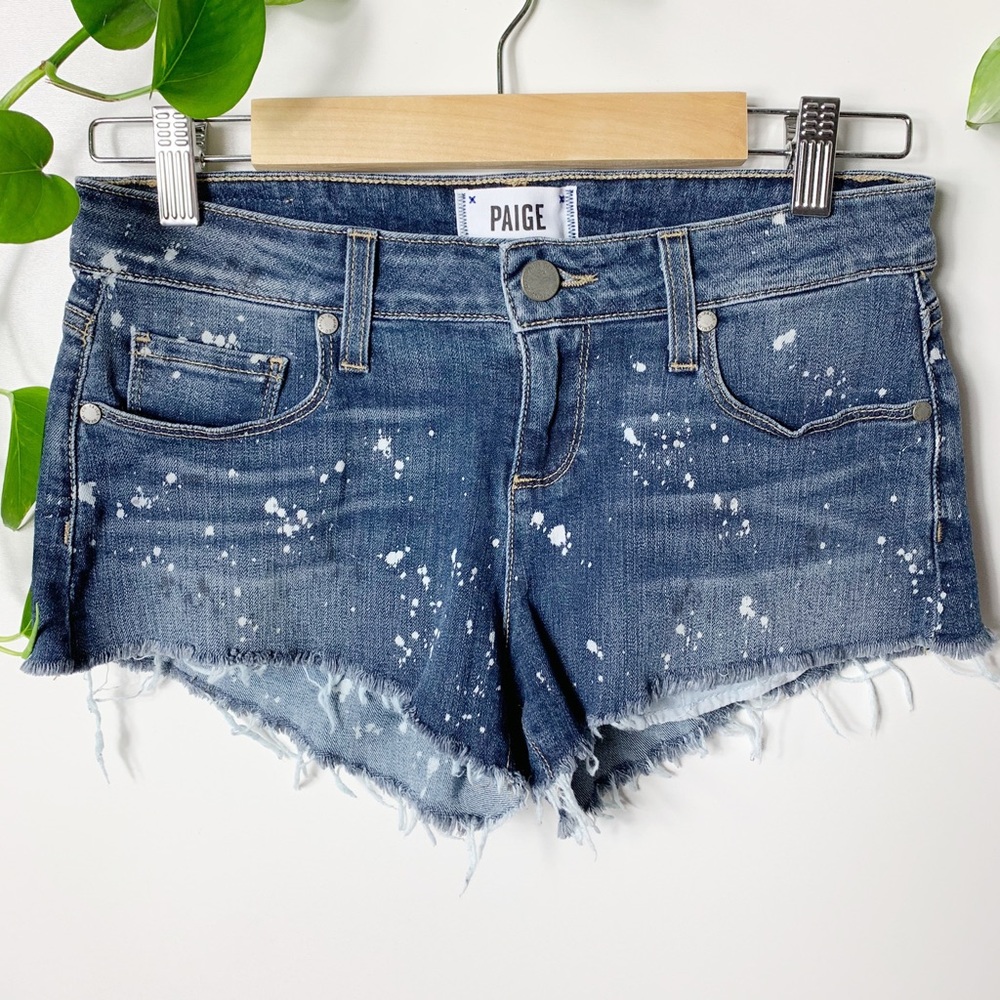 PAIGE Denim Jean Shorts Bleach Splatter Cut-Off 26
